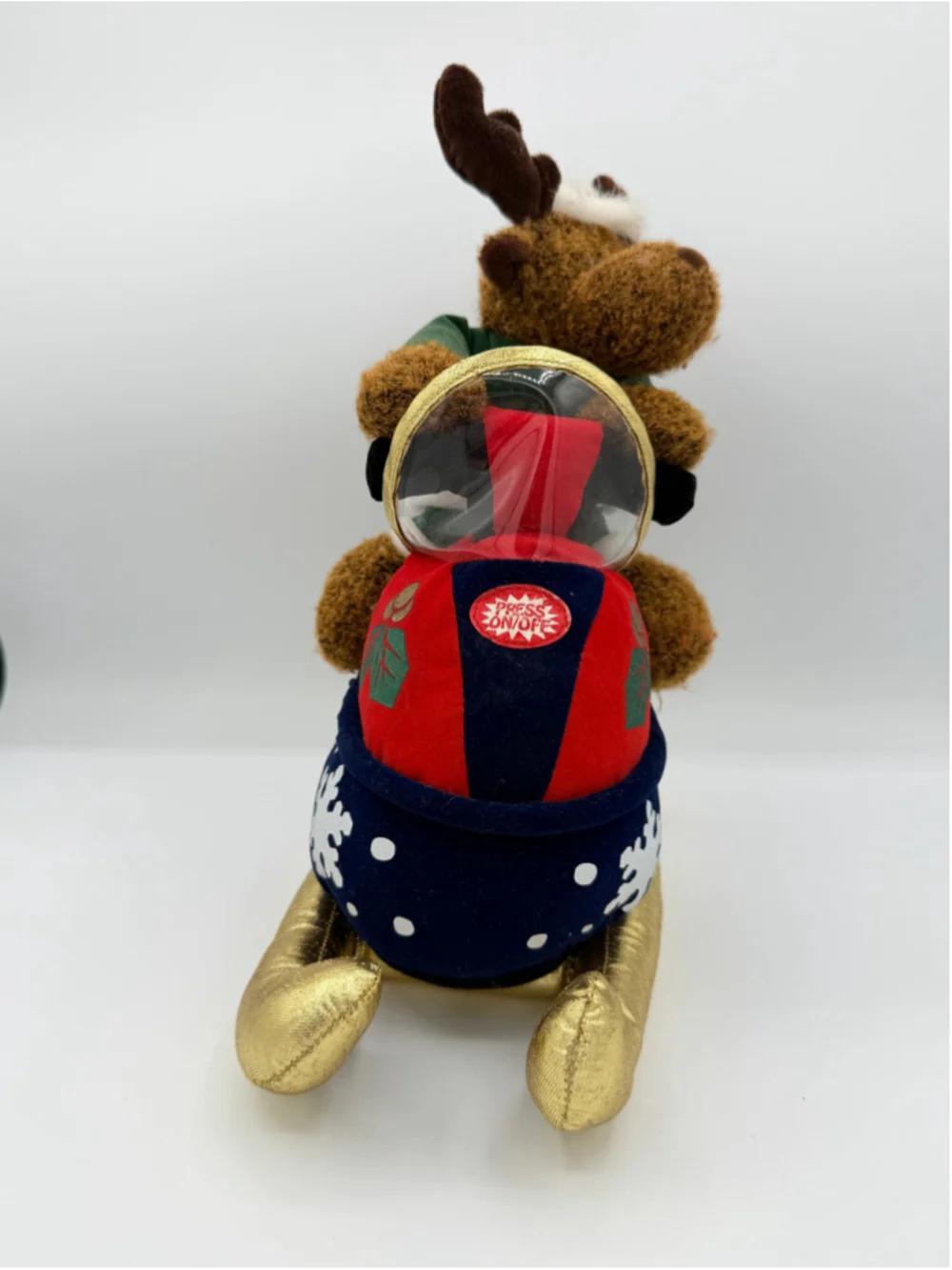 Dan Dee Main Joy Musical Christmas Moose Snowmobile Animated Shakes Sings